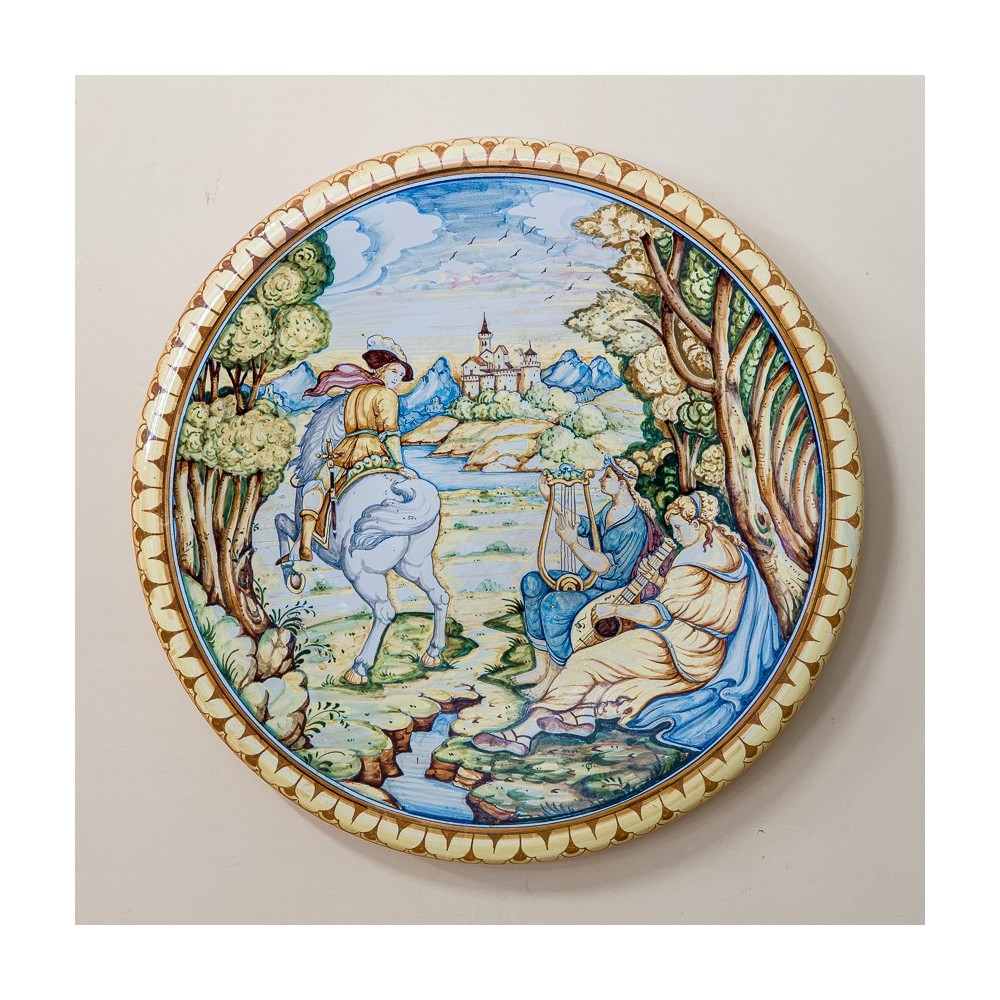 Colorful Enameled Knight's Plate in Ceramic